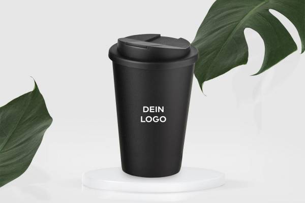 Thermobecher aus recyceltem Kunststoff selber gestalten als Werbeartikel bei Twing mit Logo